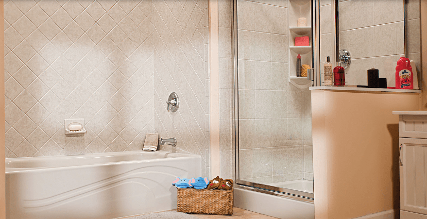 Natural light shines on a bathroom with a newly installed acrylic tub.