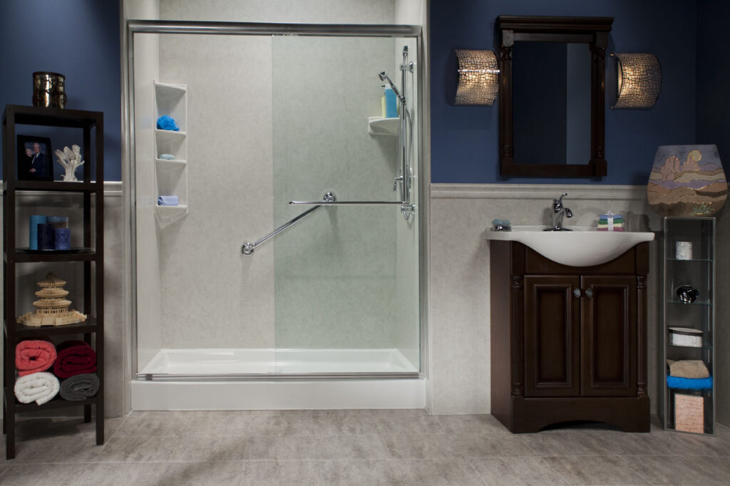 Modern walk-in acrylic shower