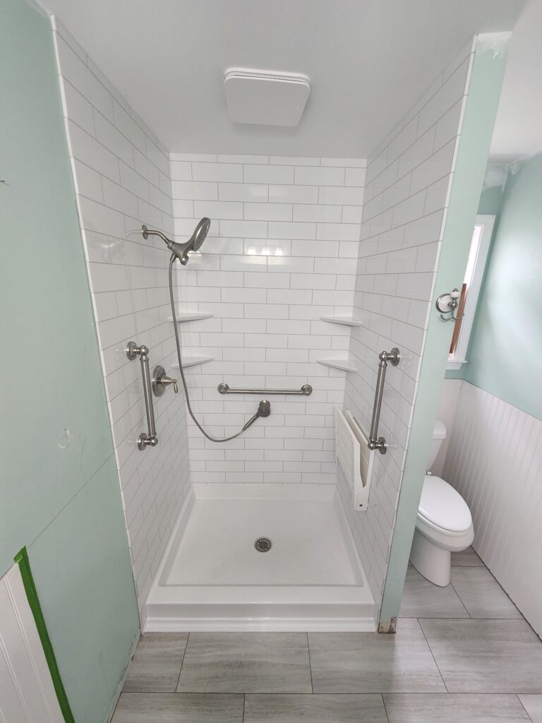 shower with safety grab bars
